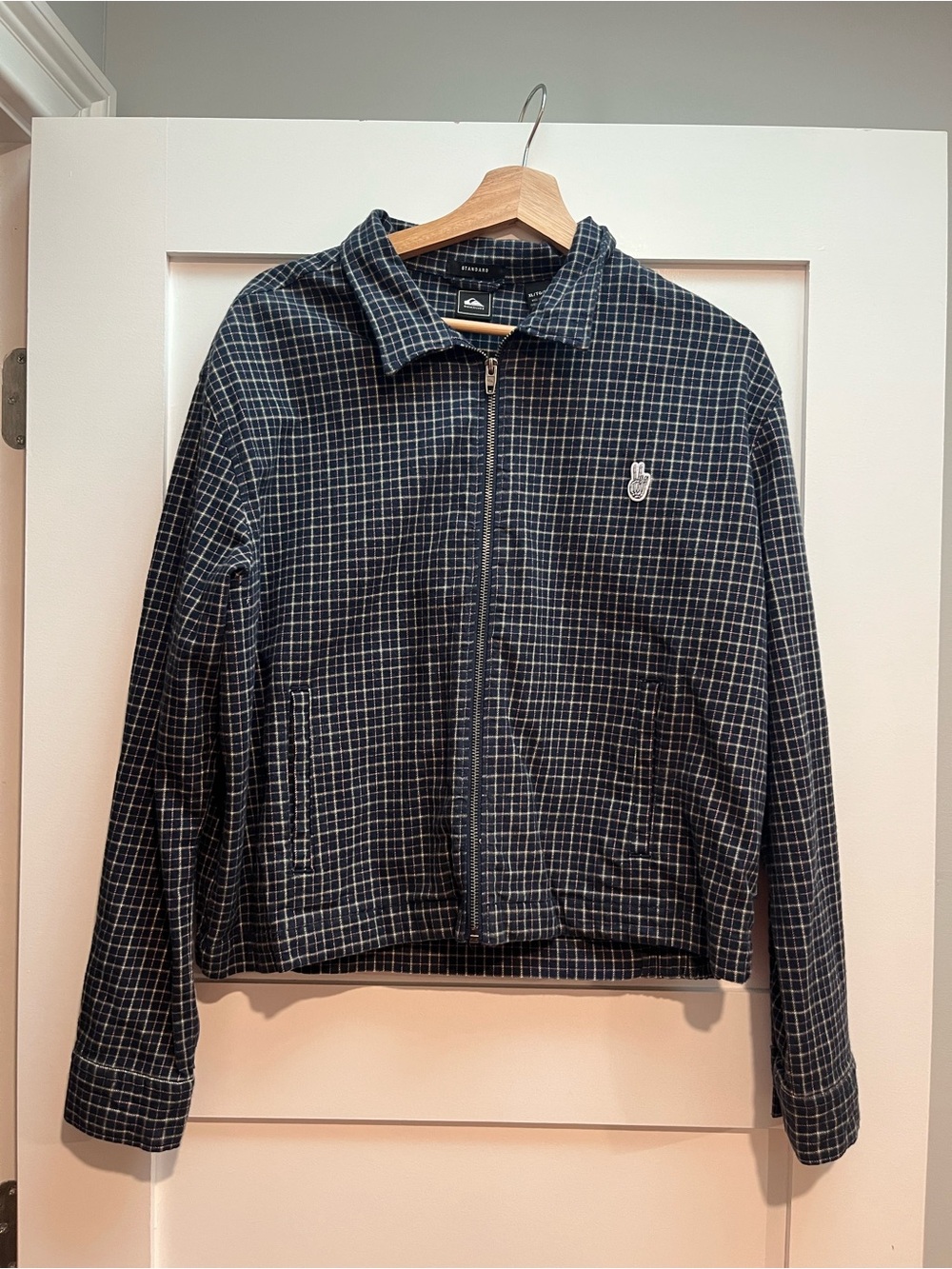 Quiksilver Women’s Navy Plaid Lightweight Zip Twill Jacket